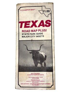 Texas Road Map Plus! State Park Guide With Major City Insets Vintage 1970s Champ